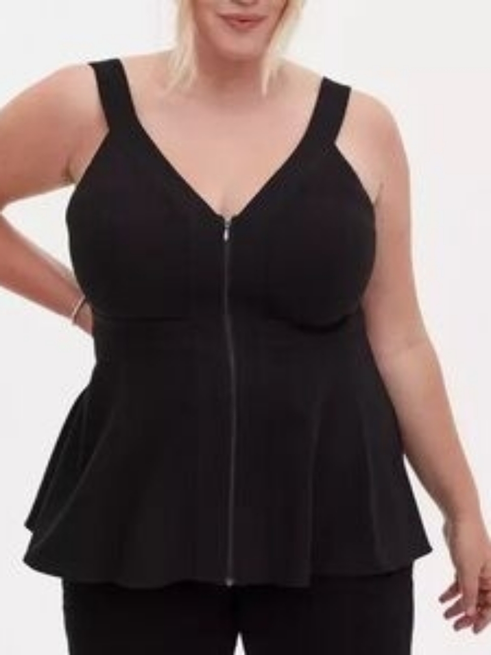 NEW WITH TAGS | TORRID | SIZE 1XL | Peplum Crepe zip-front Top black Blouse